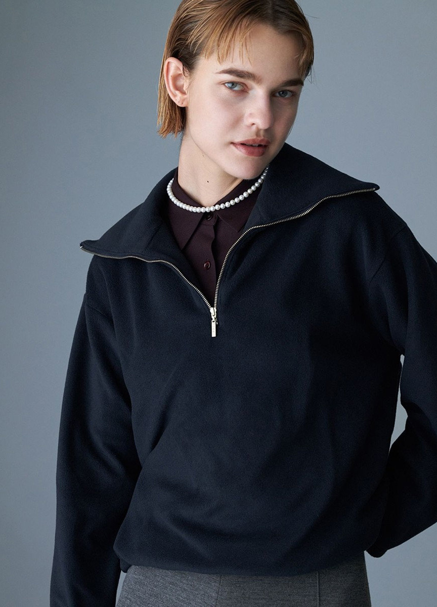 托斯卡納刷毛絨翻領長袖上衣